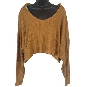 Free People Movement Slouchy Cropped Ribbed Hoodie